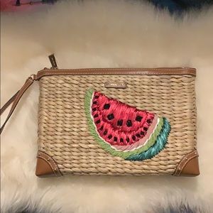 Michael Kors Watermelon Straw Clutch
